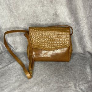 vintage Portofino Collection Handbag Leather faux croc skin tan shoulder bag